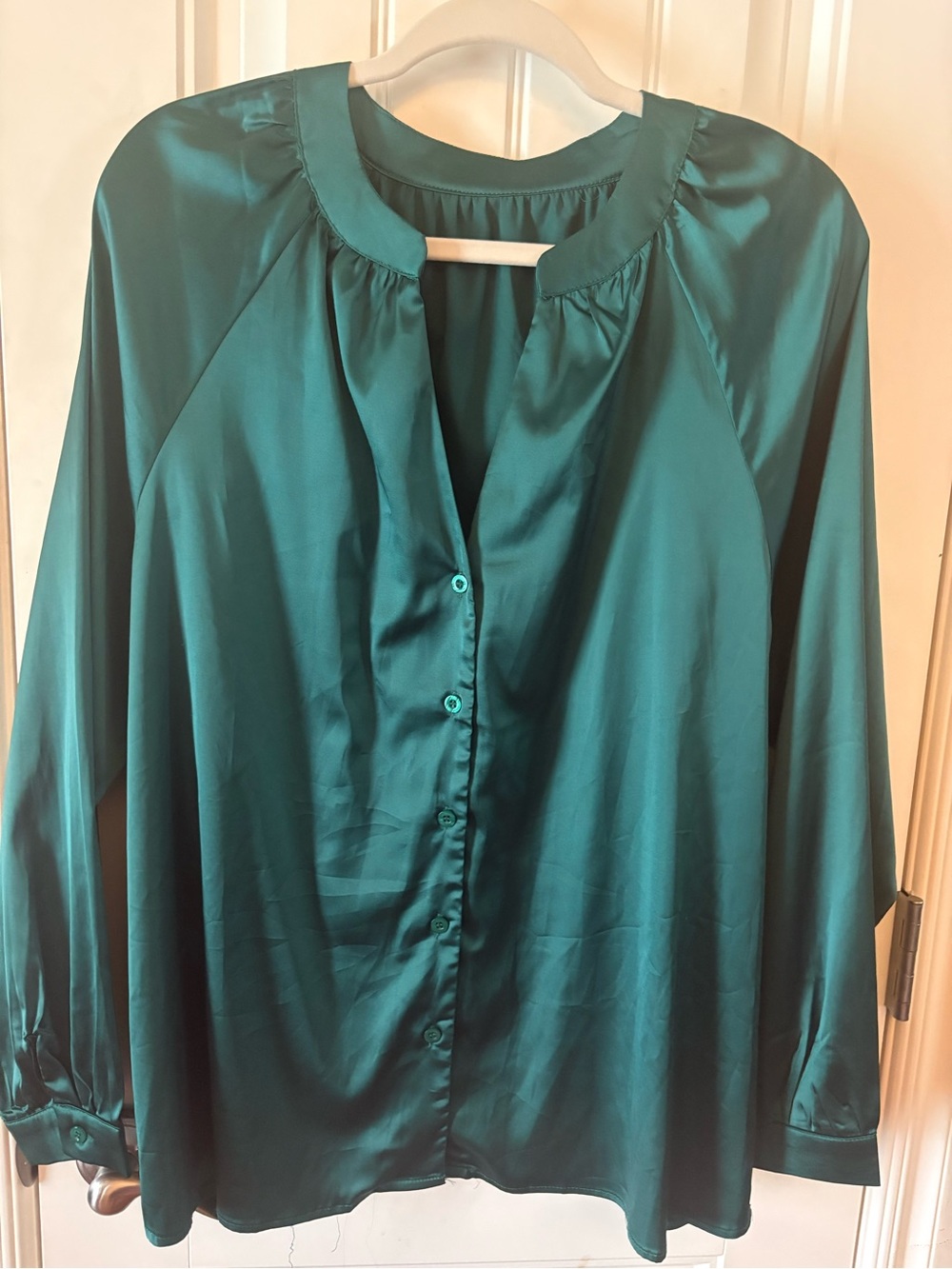 LuLaRoe Teal Satin Button-Down Top